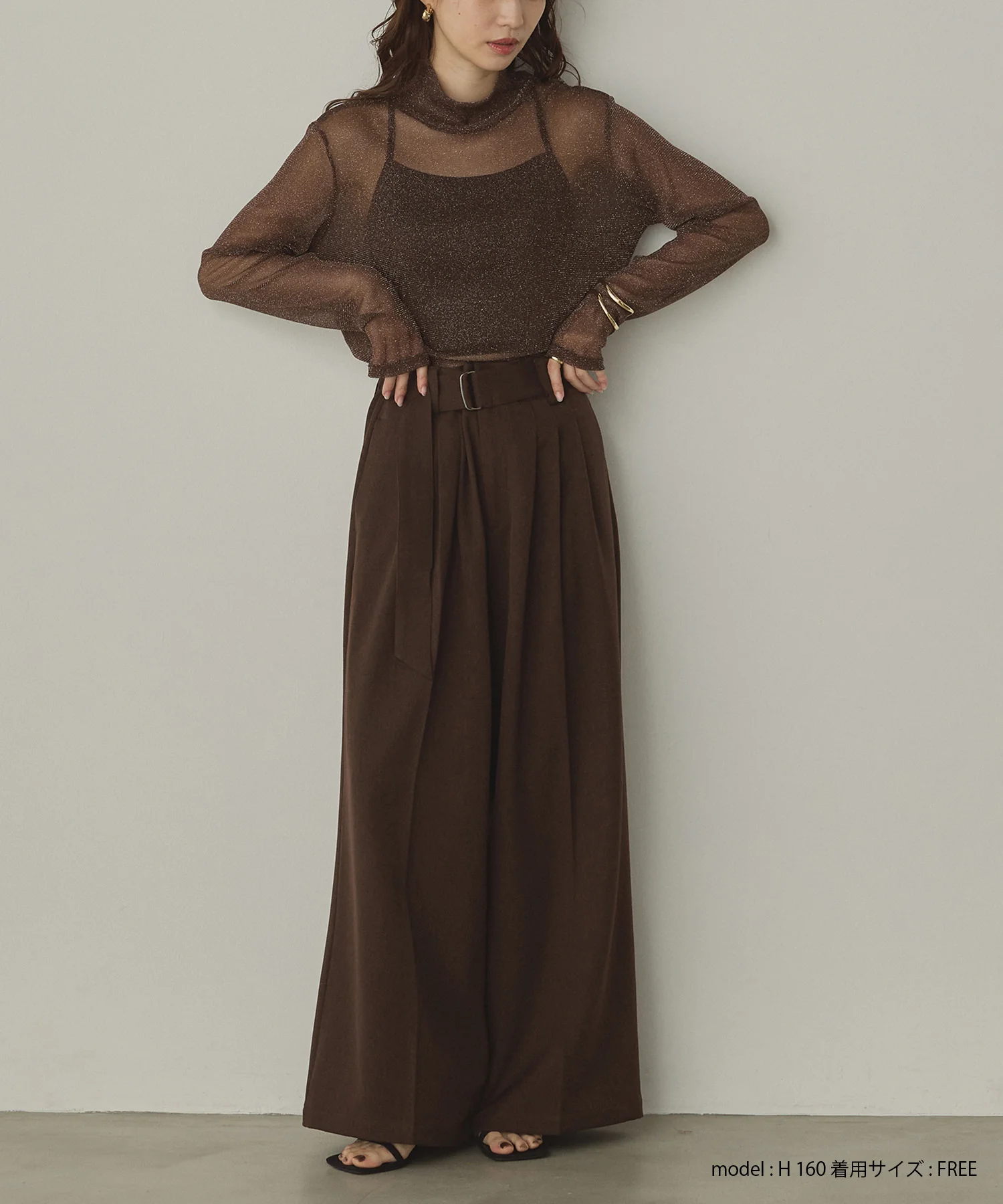 【新色追加】ラメシアー ハイネックトップス