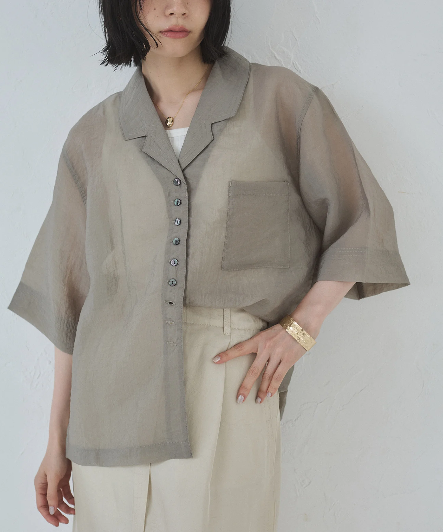 半袖 ツヤシアーシャツ