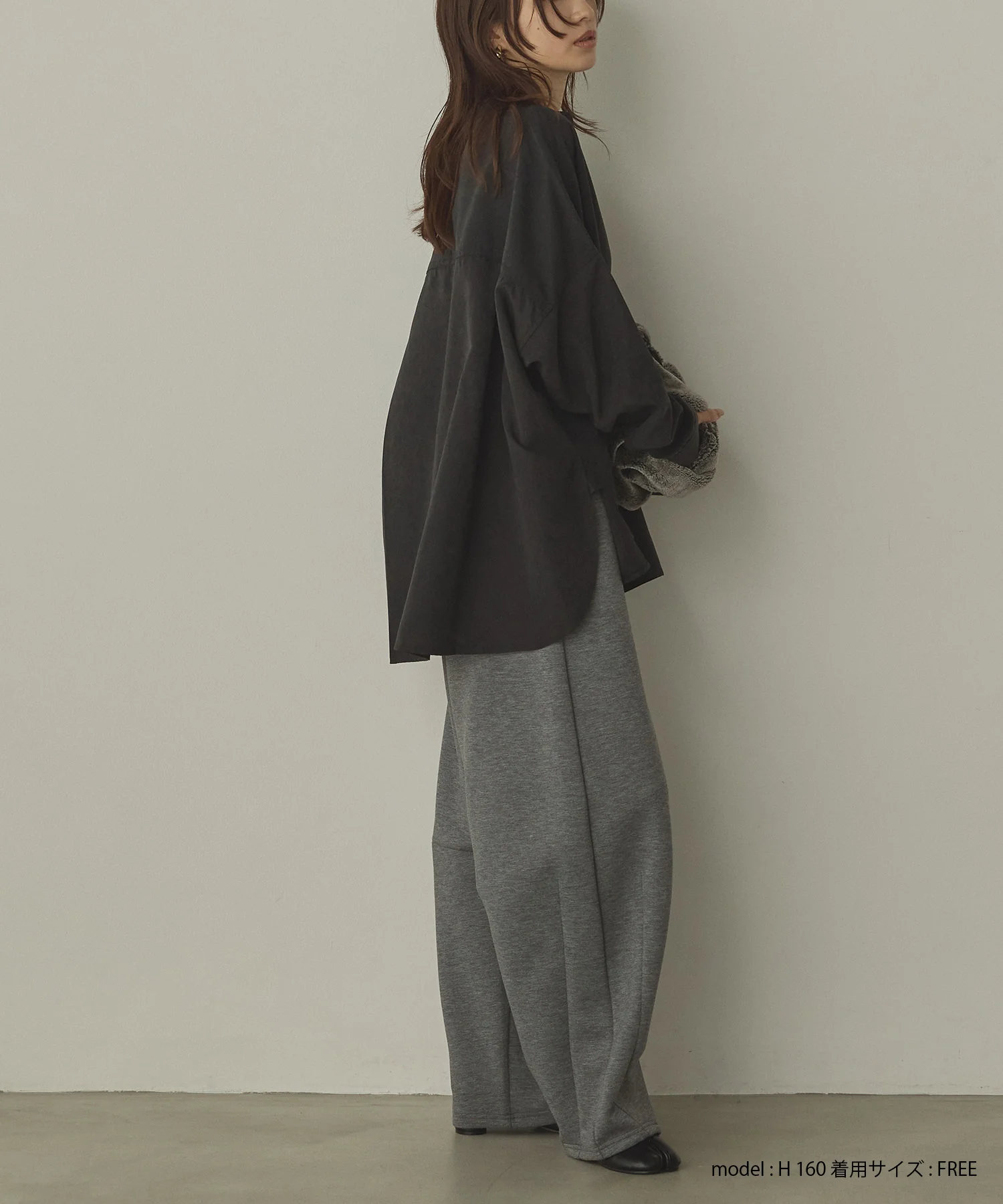 【WEB限定/別注】スウェードライク バンドカラーオーバーサイズシャツ