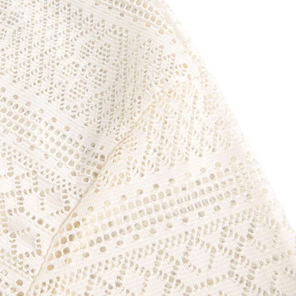 アメカジ　メンズ透かし彫りオープンカラーシャツ 半袖 