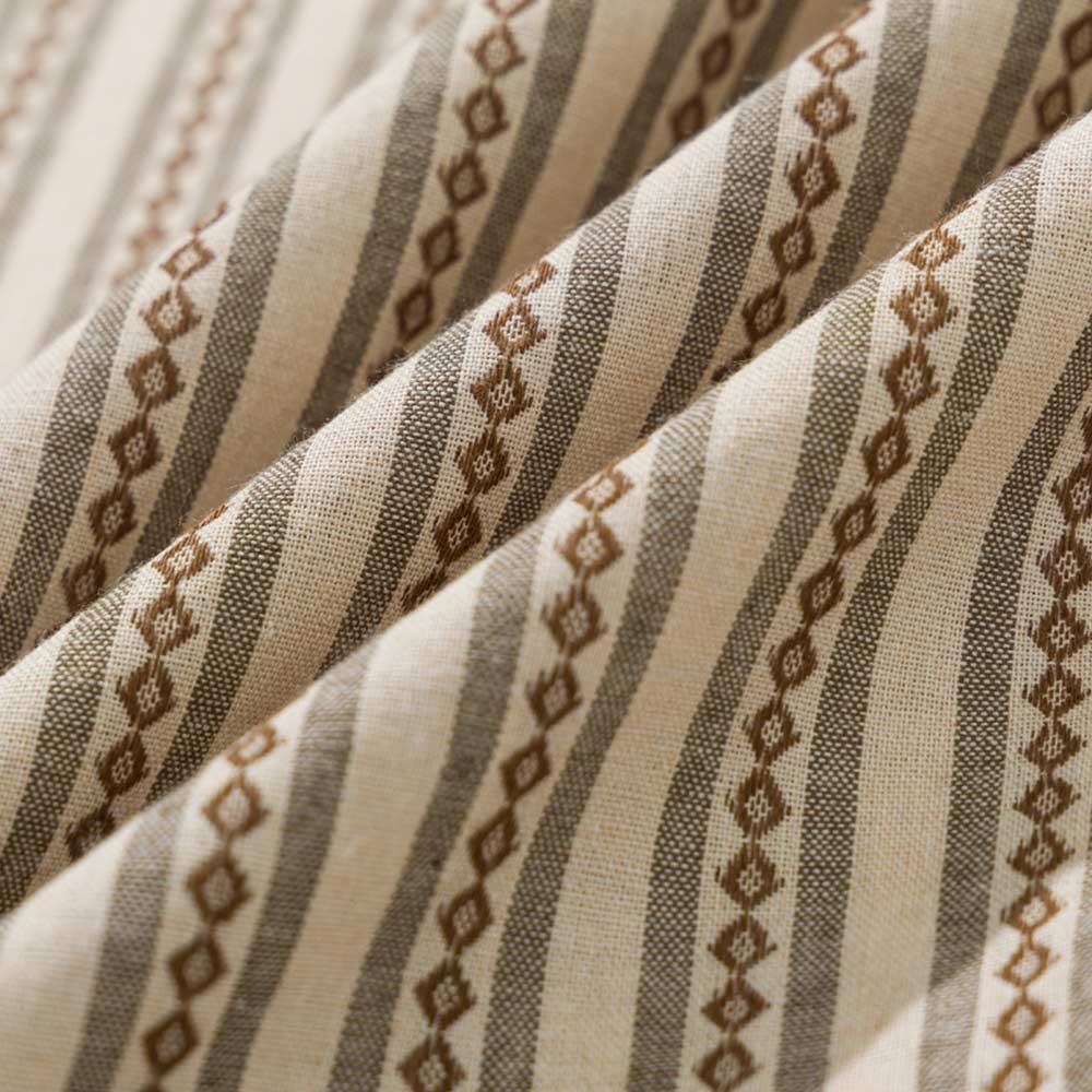 レトロ風ジオメトリックストライプニットシャツ半纏風