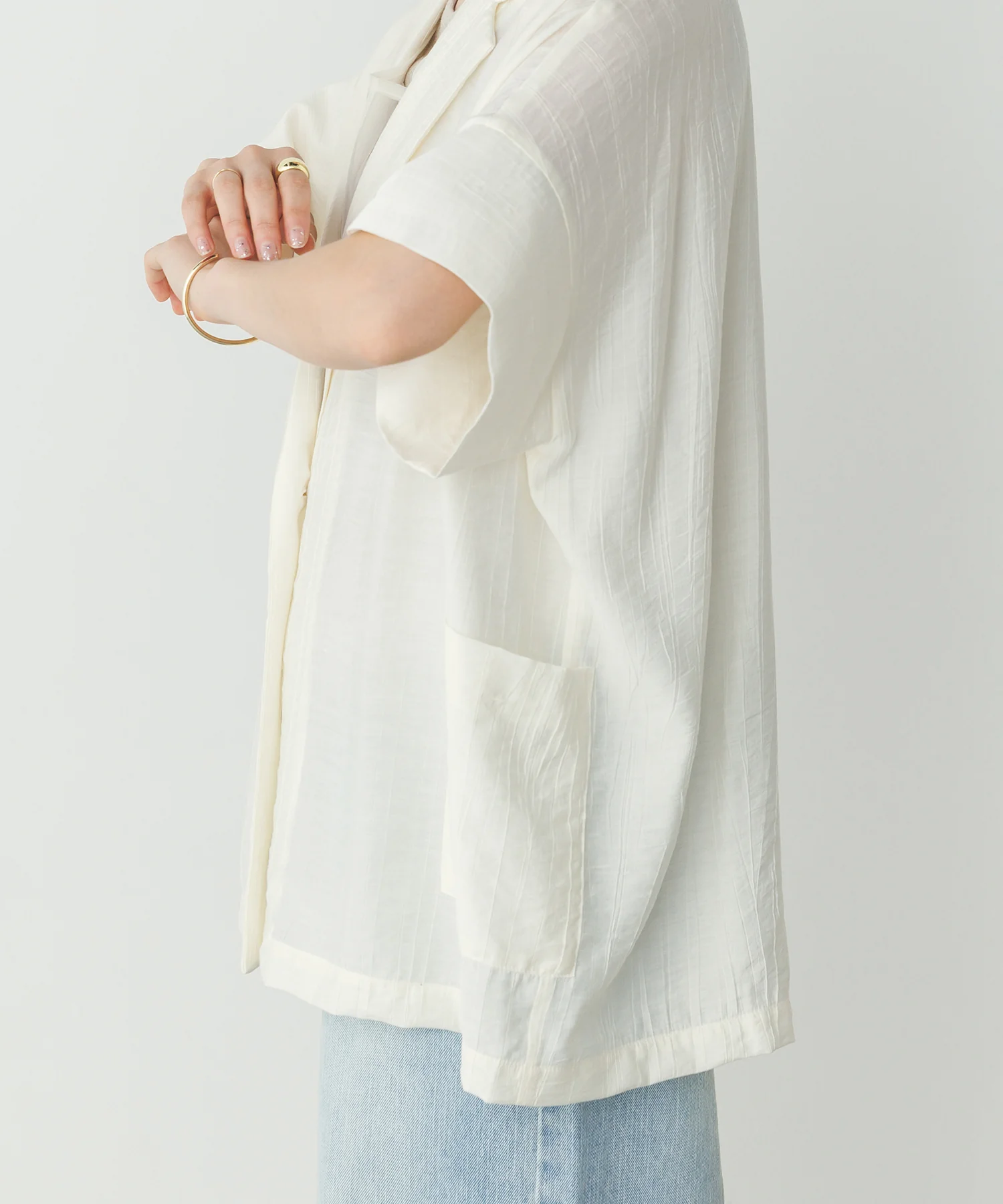 ワッシャーサテン シャツジャケット