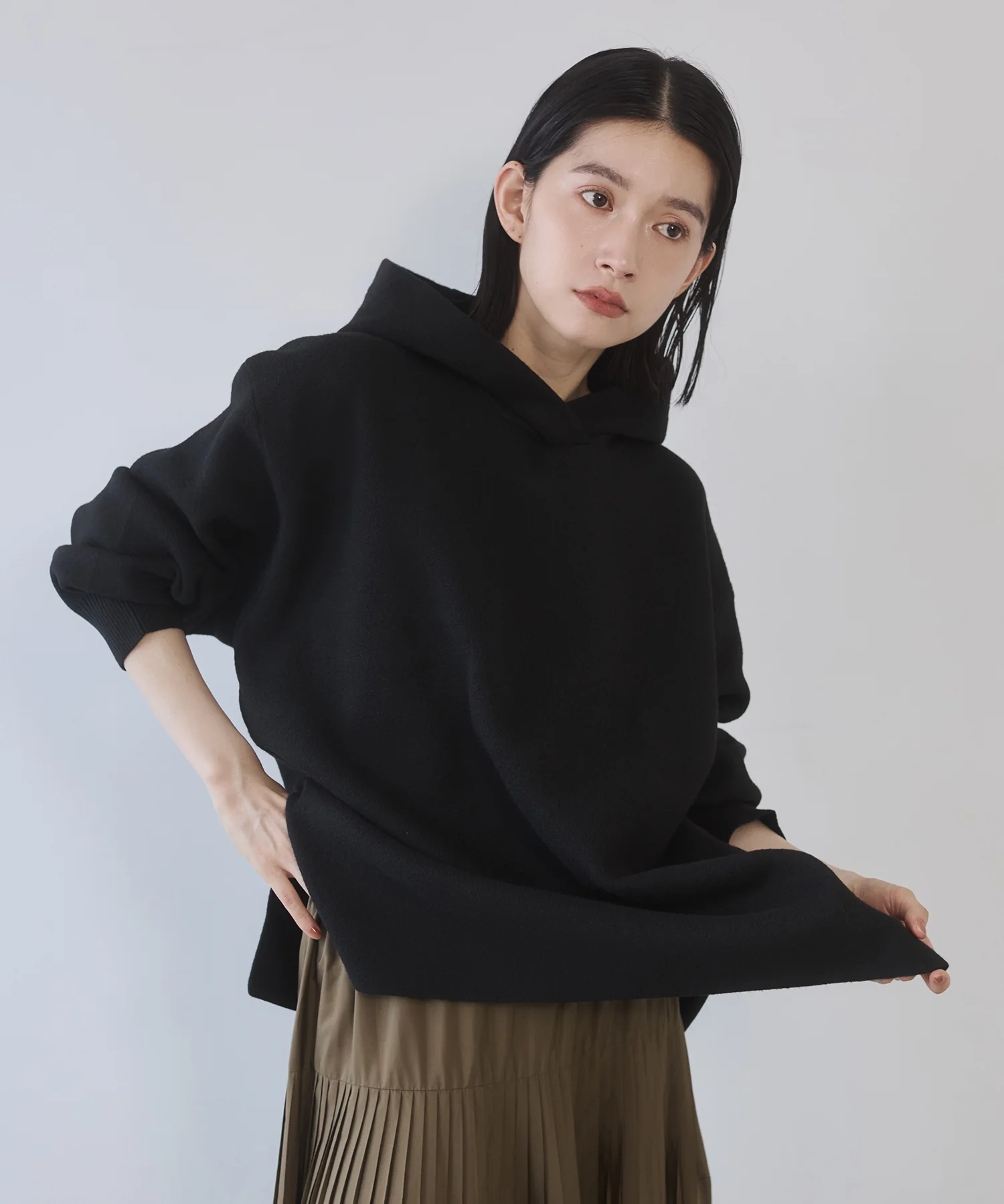 ニット フードパーカー