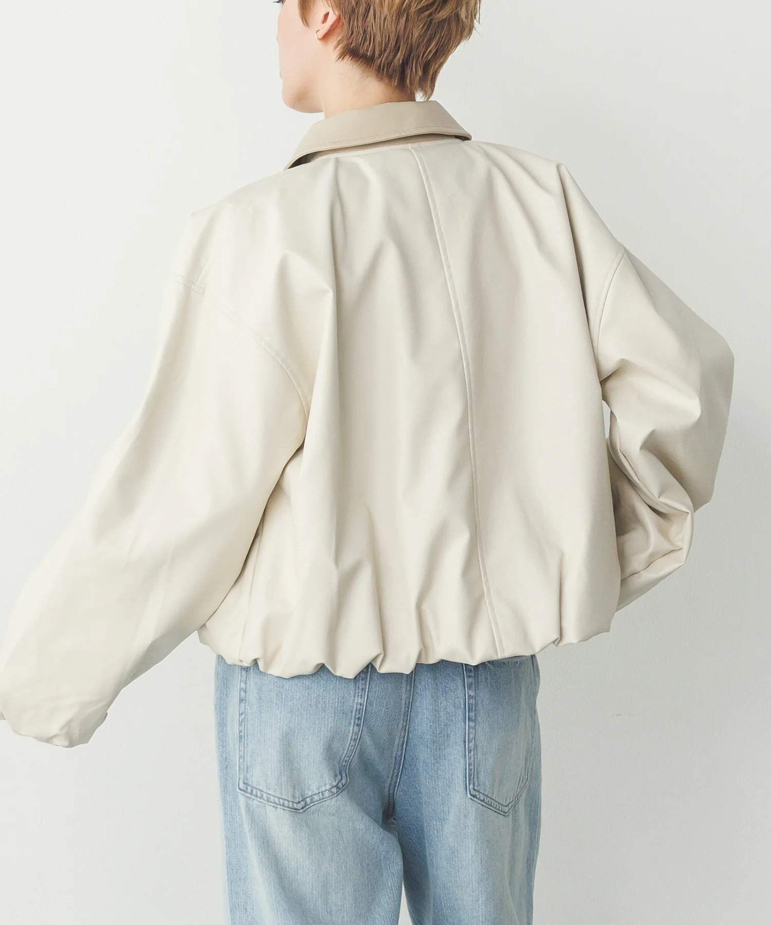 フェイクレザー バルーンブルゾン