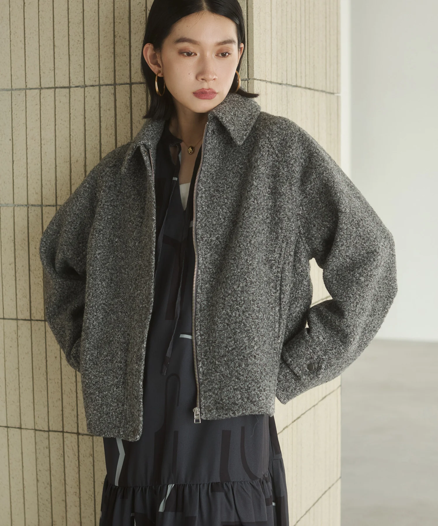 くるくるブークレ ショートブルゾン