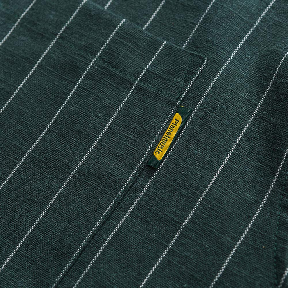 ビジネスカジュアル　ストライプコットンリネンシャツ長袖