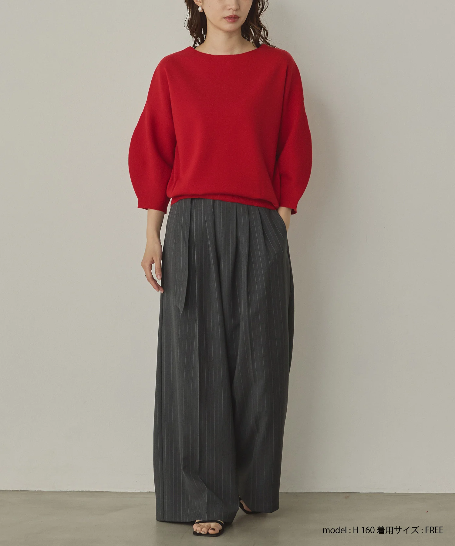 ツイルストライプ タックワイドパンツ