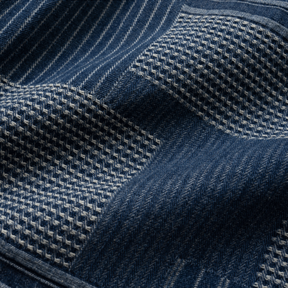 藍染めジャカードチェックシャツ