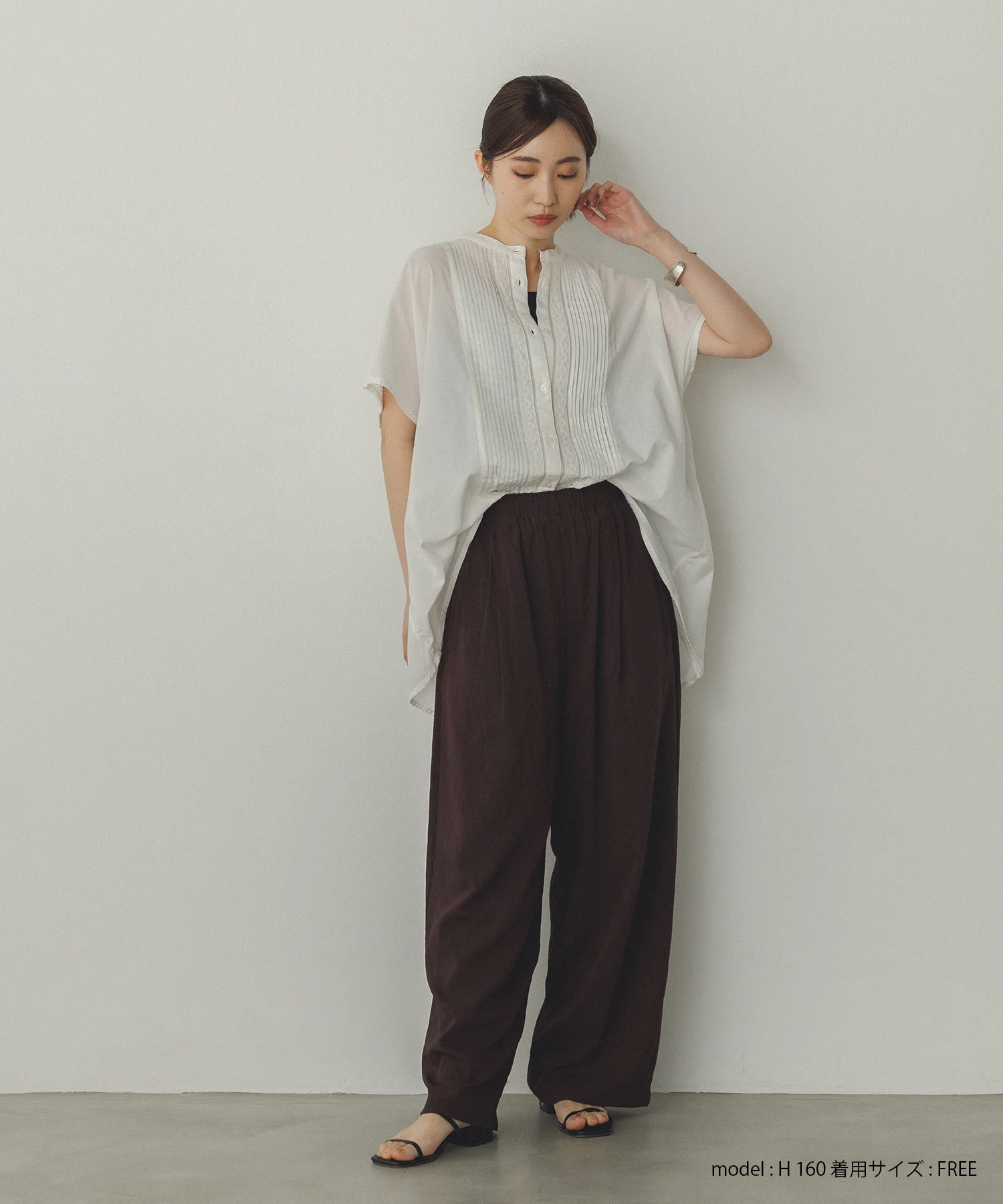 ピンタック レースシャツ