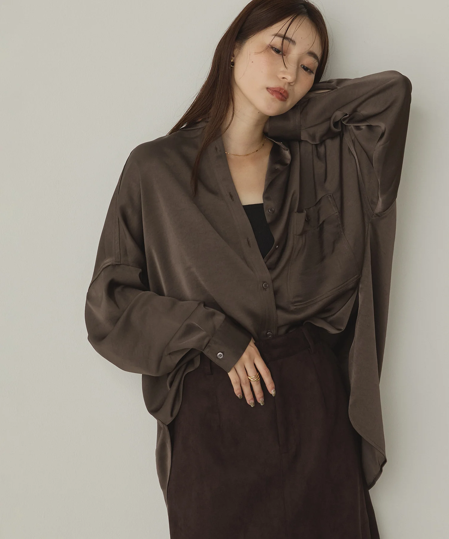 マットサテン オーバーシャツ