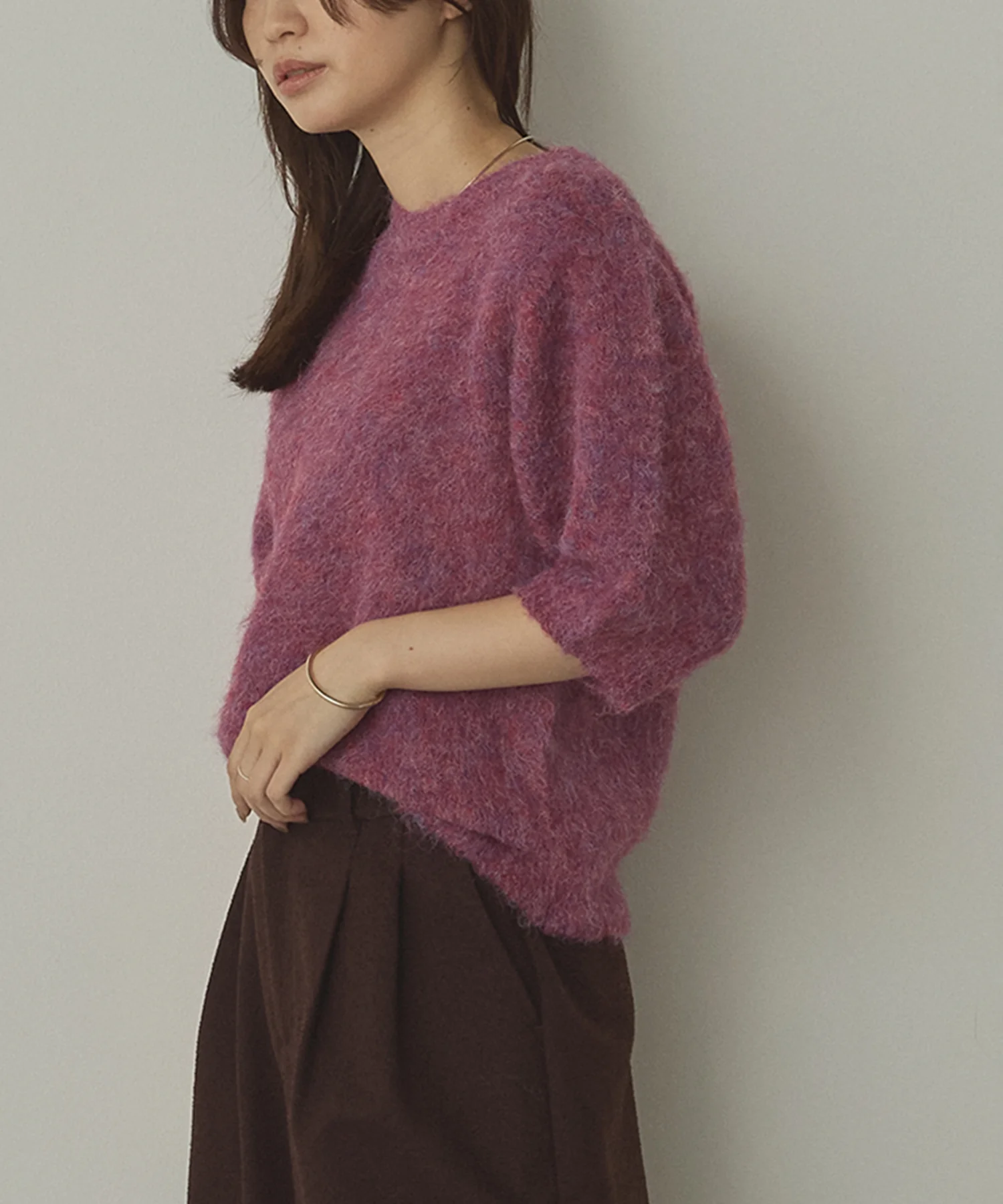 モヘアタッチ 半袖ニット