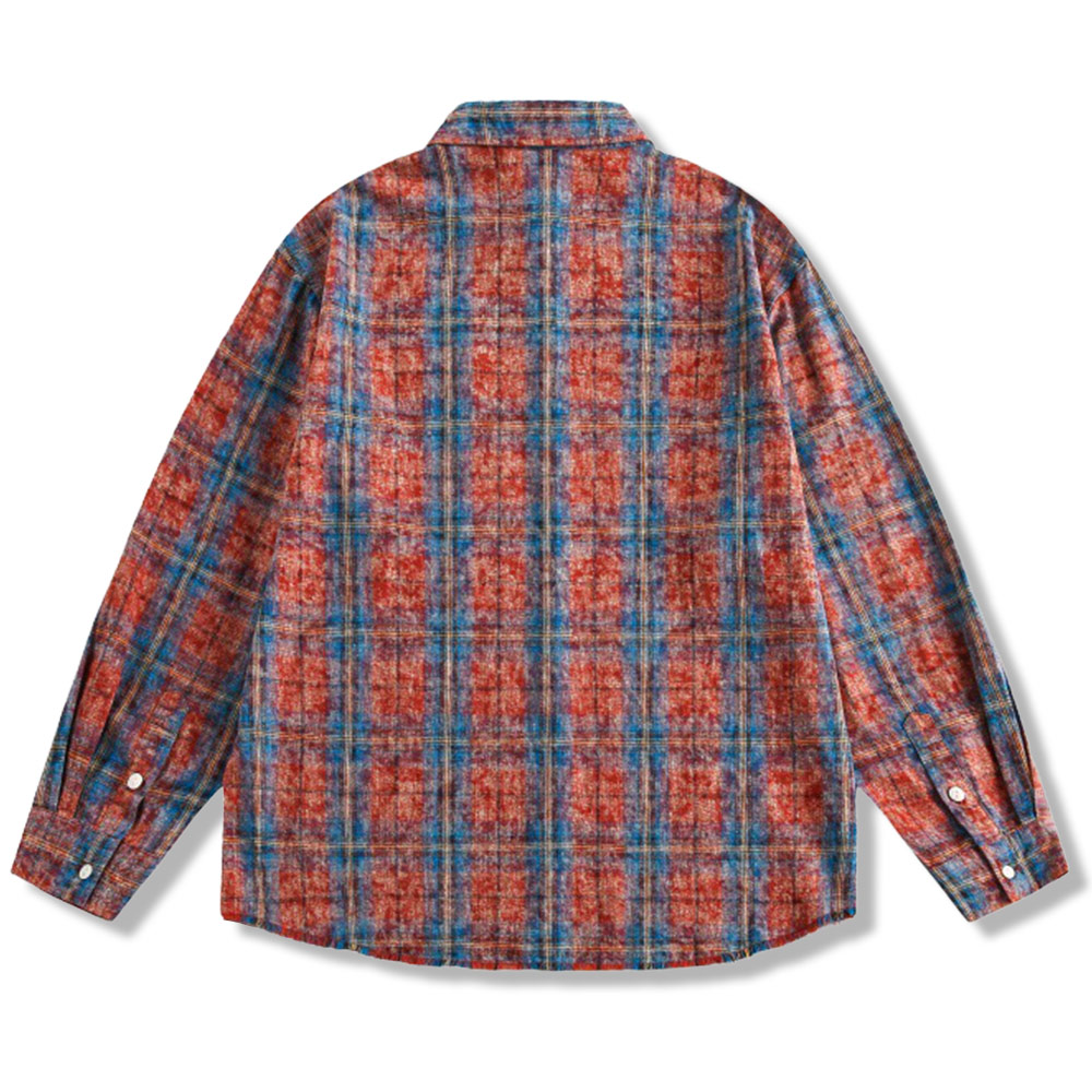 アメカジ　絞り染めチェックシャツ