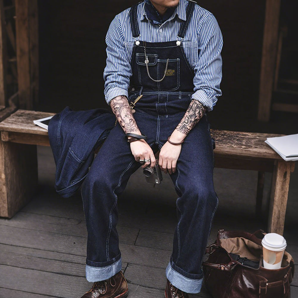 原色デニムオーバーオール