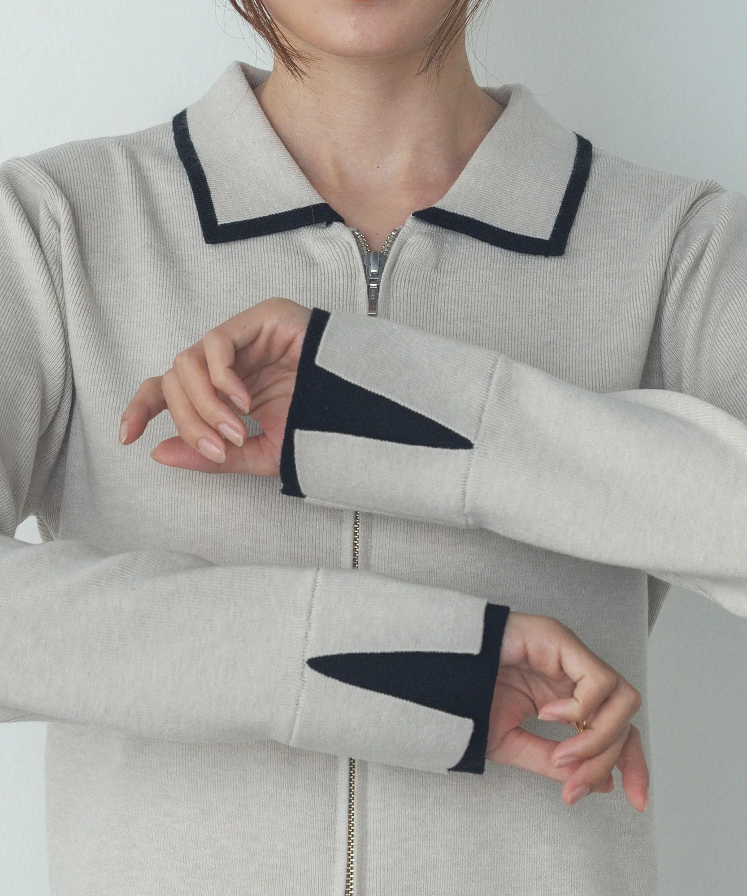 【静電気防止】やわもちヤーン Wジップポロニット