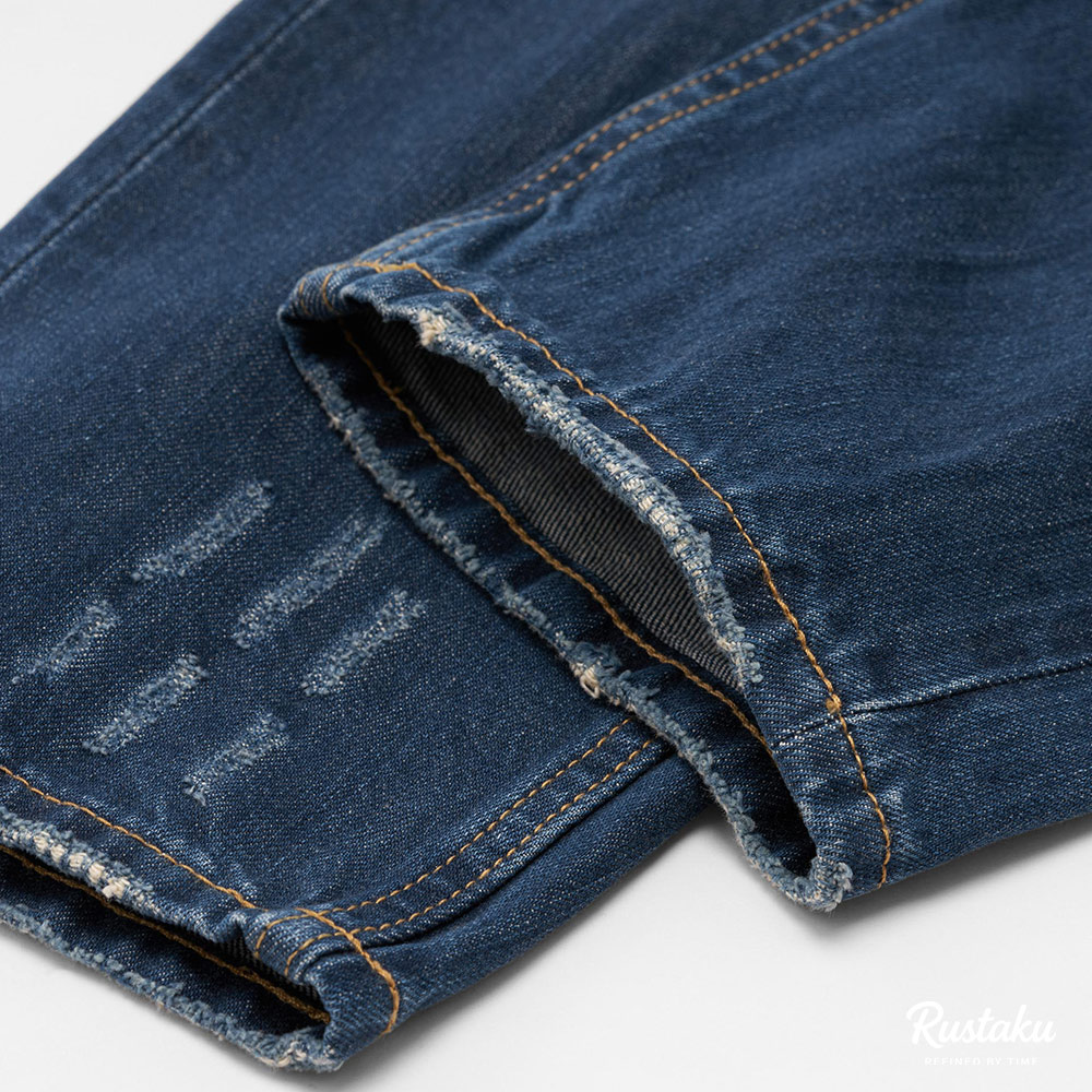 ヴィンテージ加工セルビッチデニム九分丈