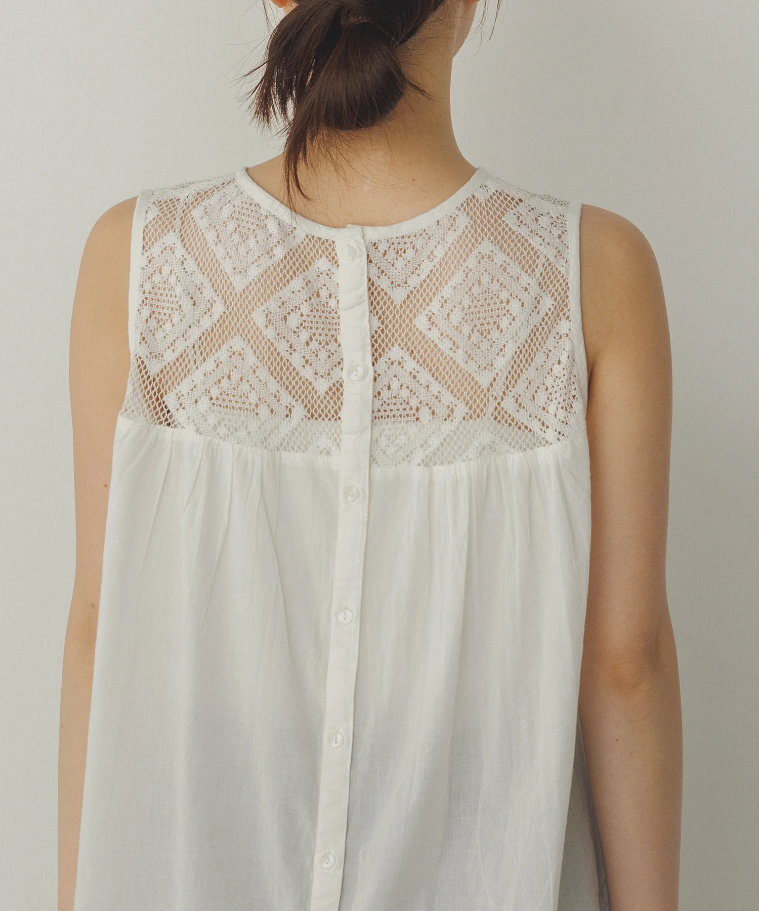 レース切替 ノースリーブブラウス