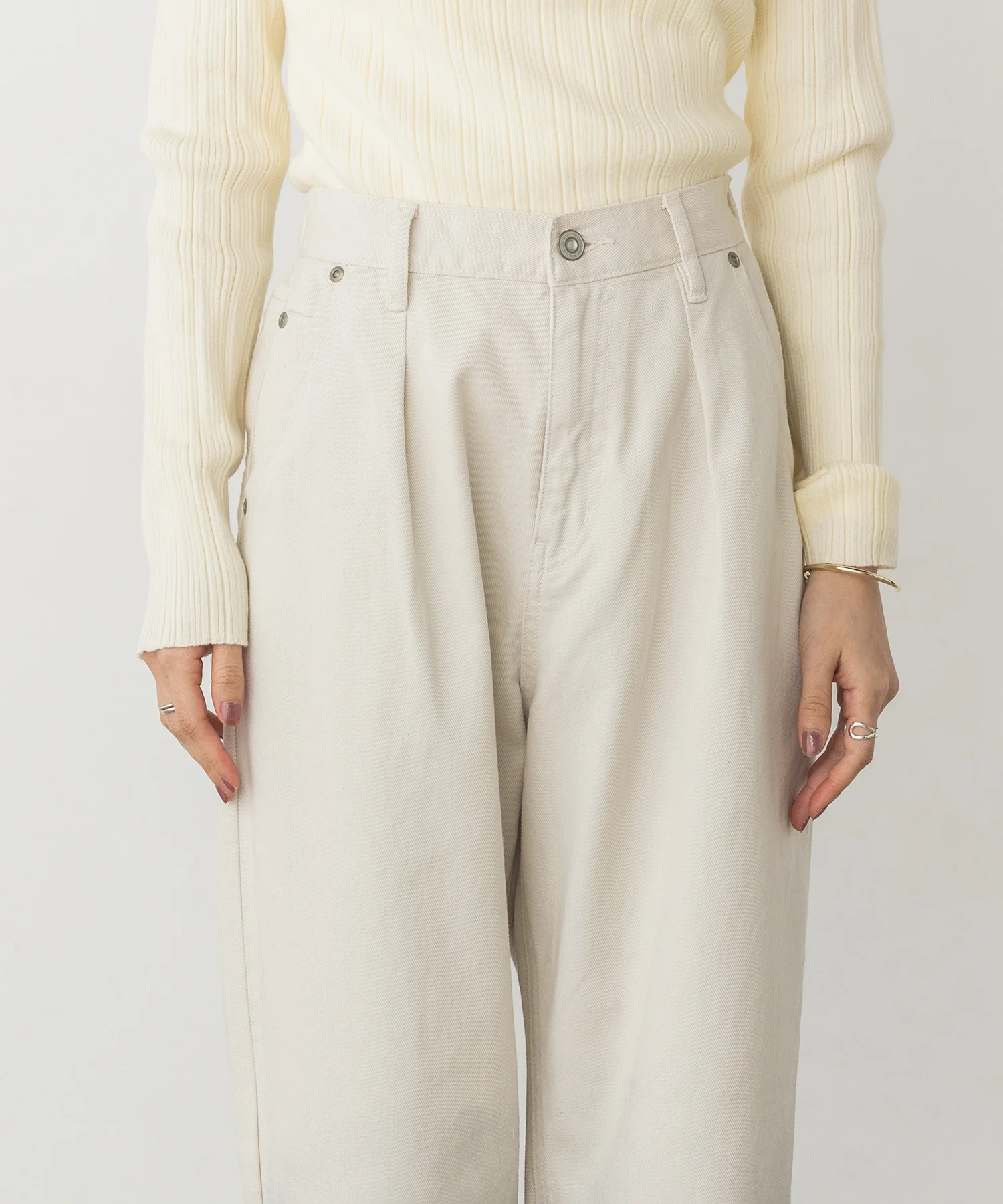 箔プリントルーズデニムパンツ