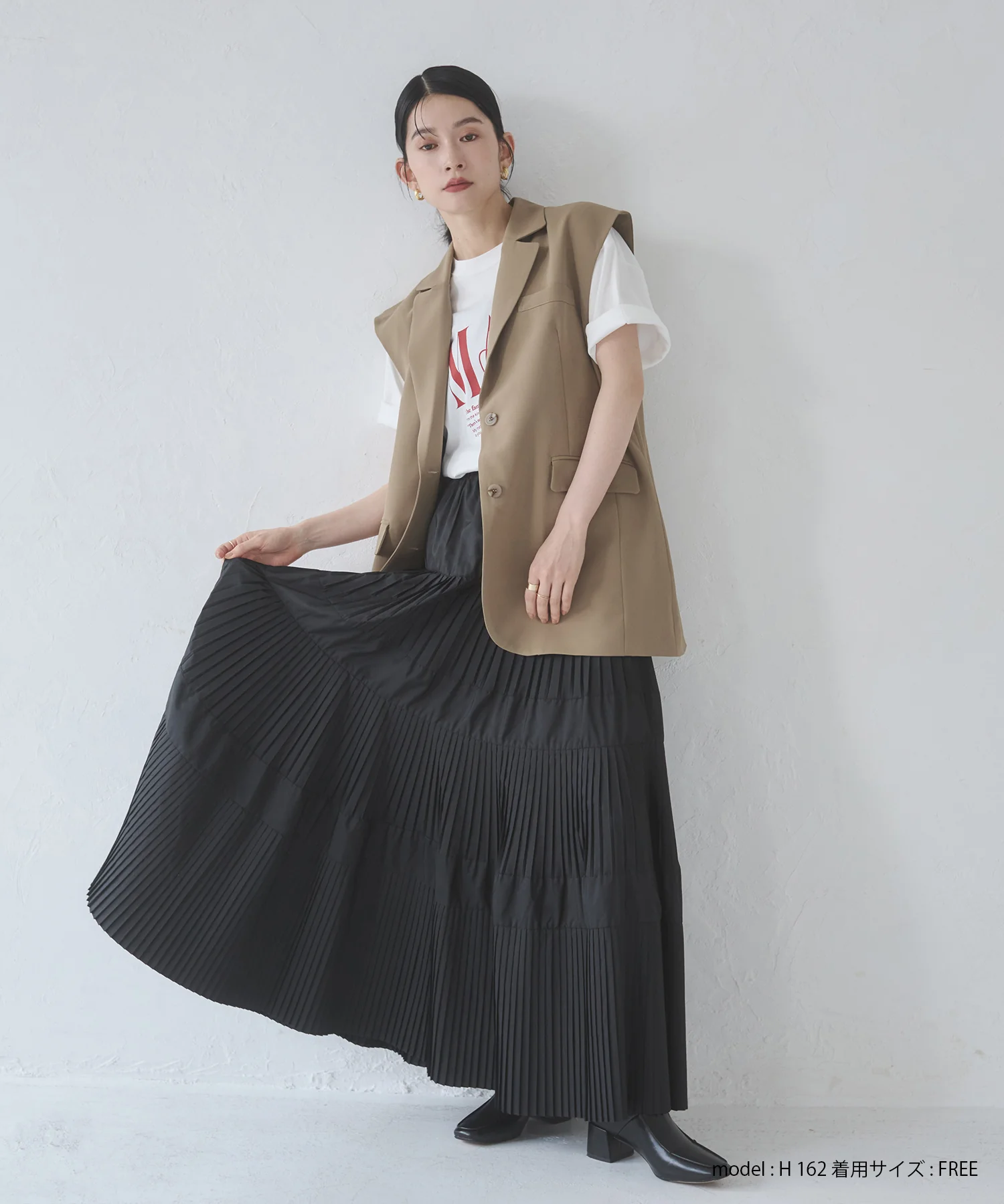 【新色追加】プリーツティアードスカート