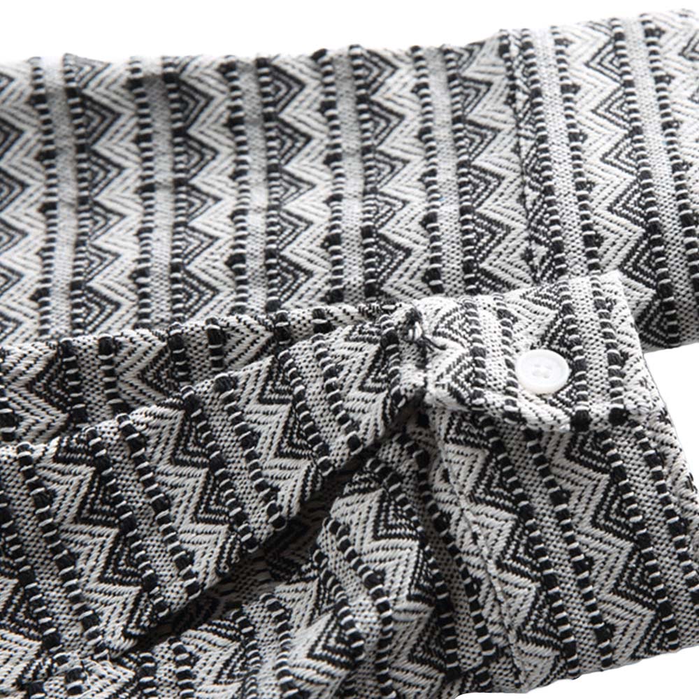 山形文様ジャカードストライプ長袖シャツ