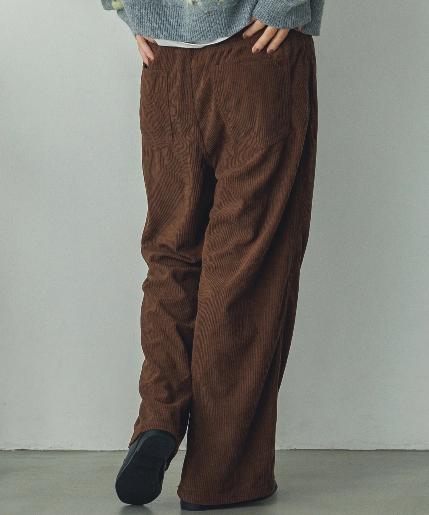 コーデュロイ ワイドストレートパンツ