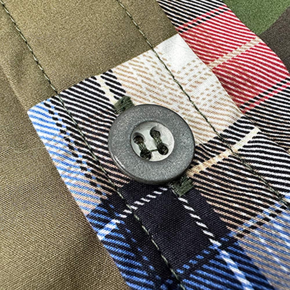 カモフラ＆チェック柄プリント長袖ワークシャツ