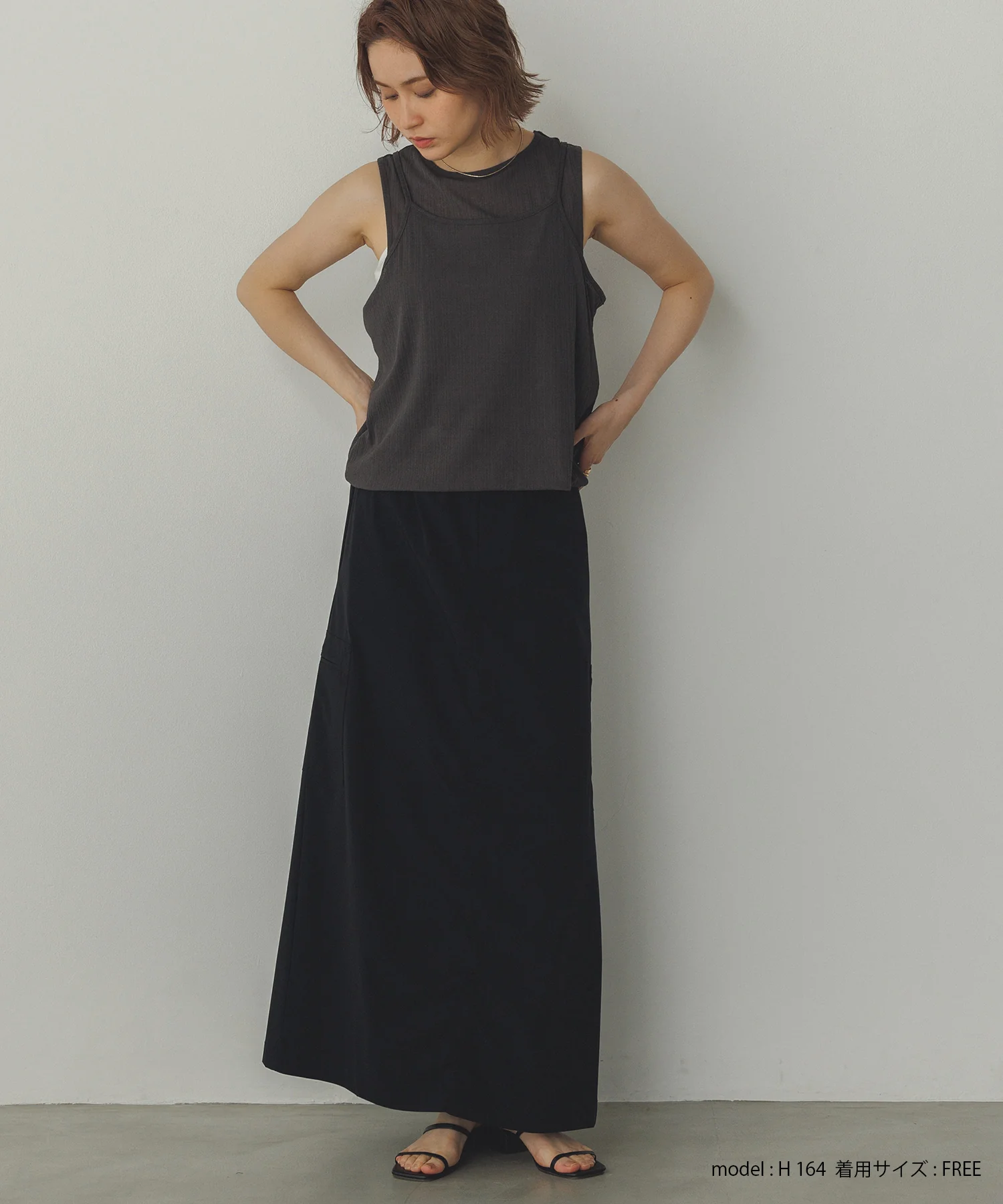 ランダムリブ シアータンクトップ