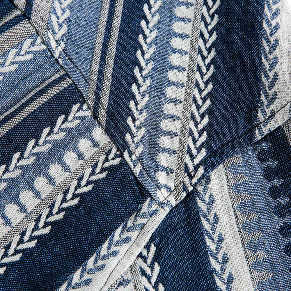 アメカジ　レトロ風編みストライプ長袖シャツ