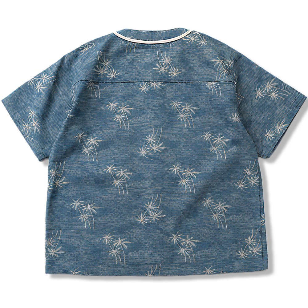 ヤシの木柄デニムベースボールシャツ