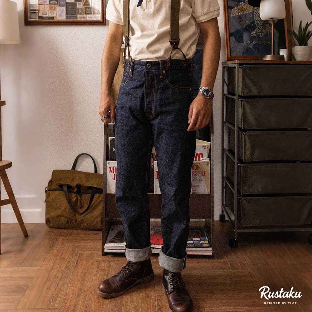 アメリカンクラシック　杢調リジッドセルビッジデニムパンツ