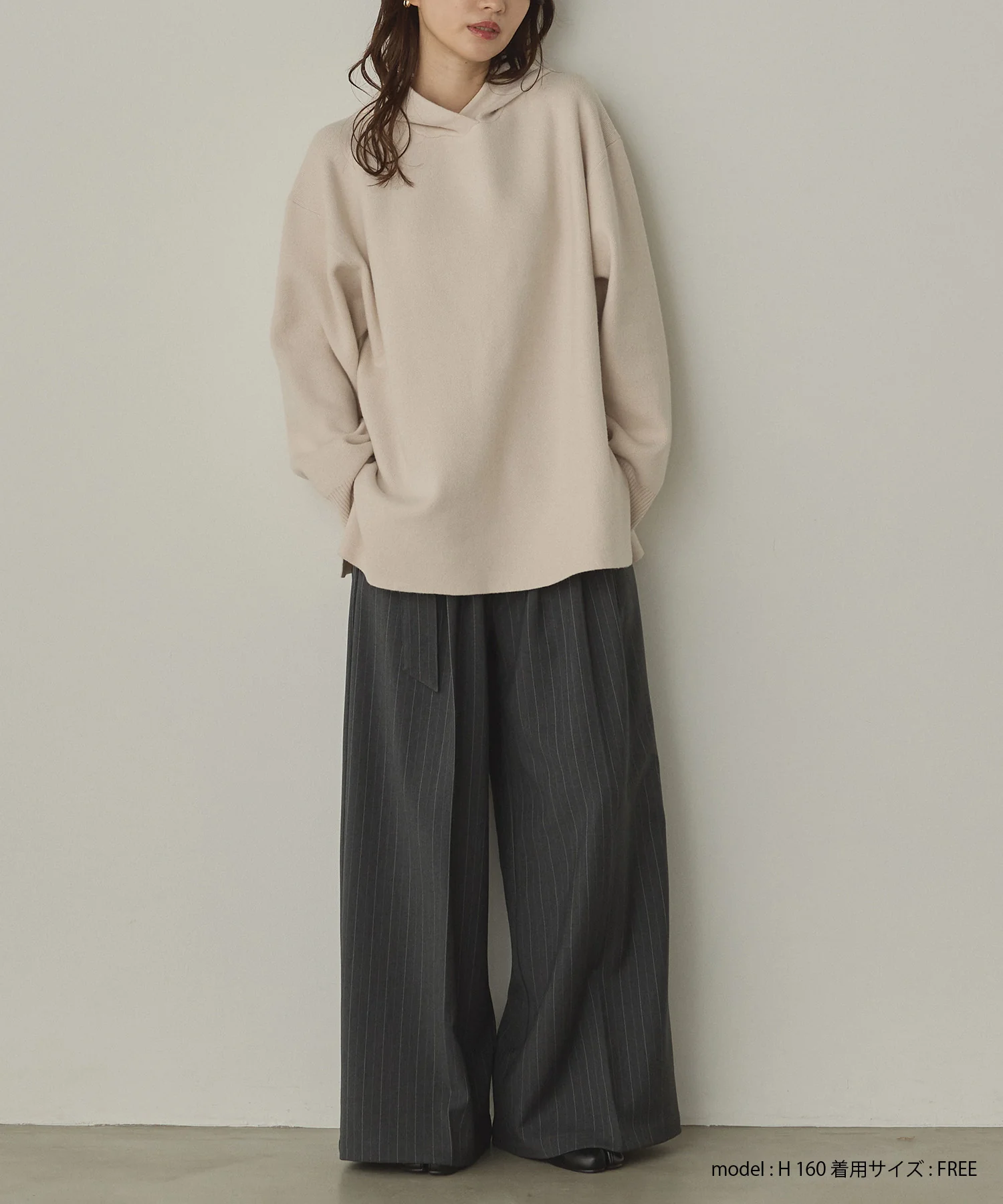 ツイルストライプ タックワイドパンツ