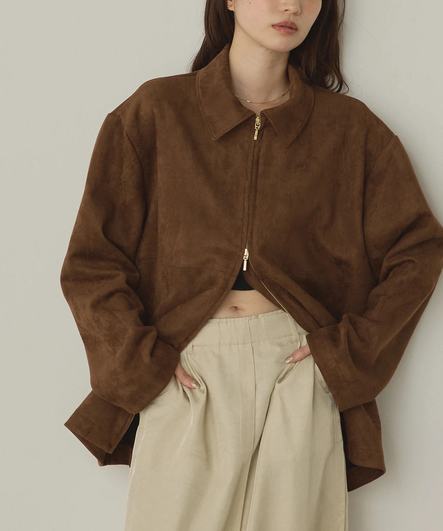 フェイクスウェード Wジップオーバーブルゾン