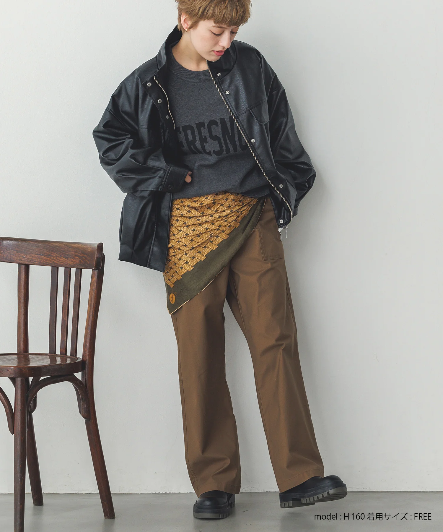 フェイクレザー オーバーブルゾン