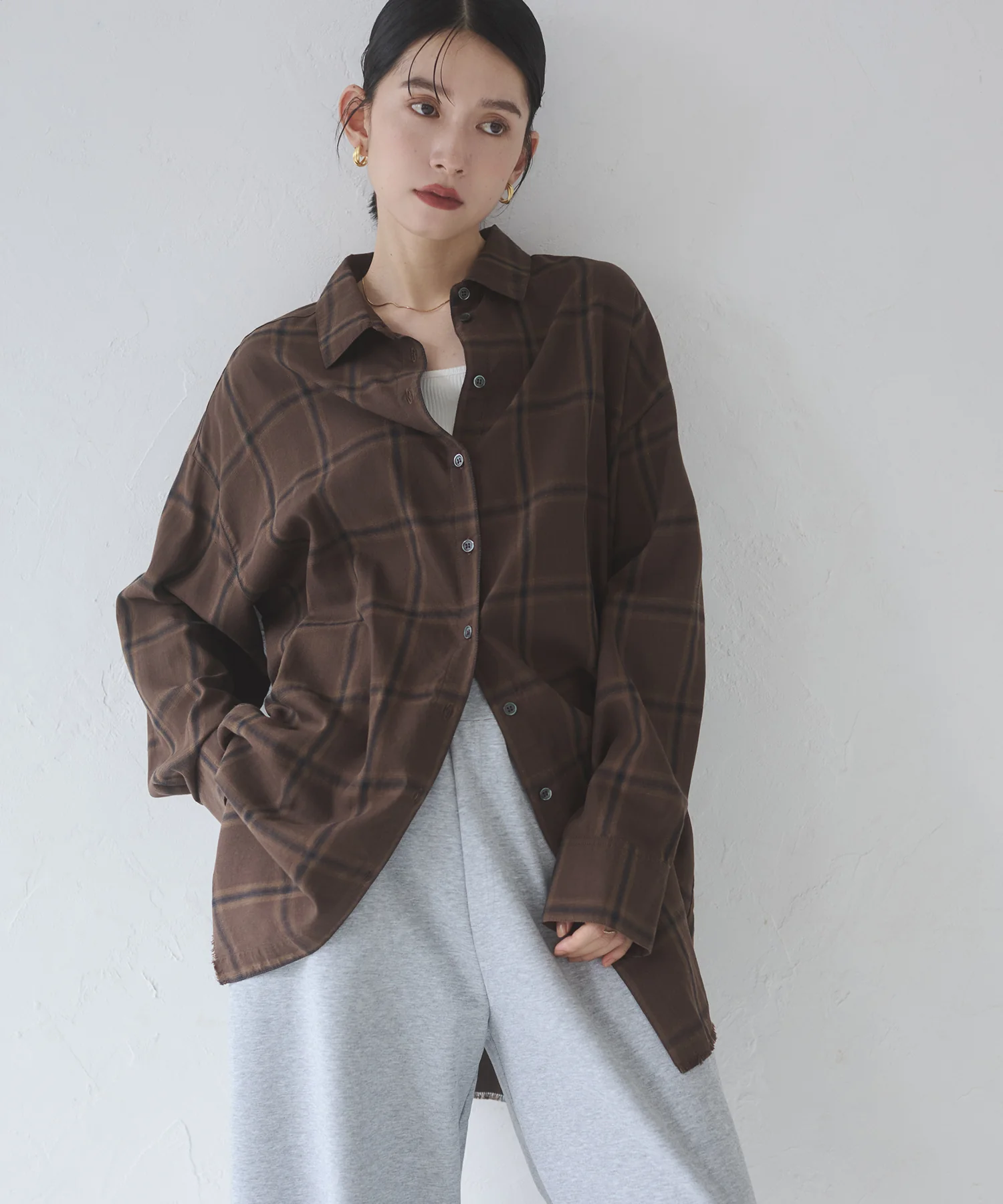 オンブレチェック オーバーシャツ