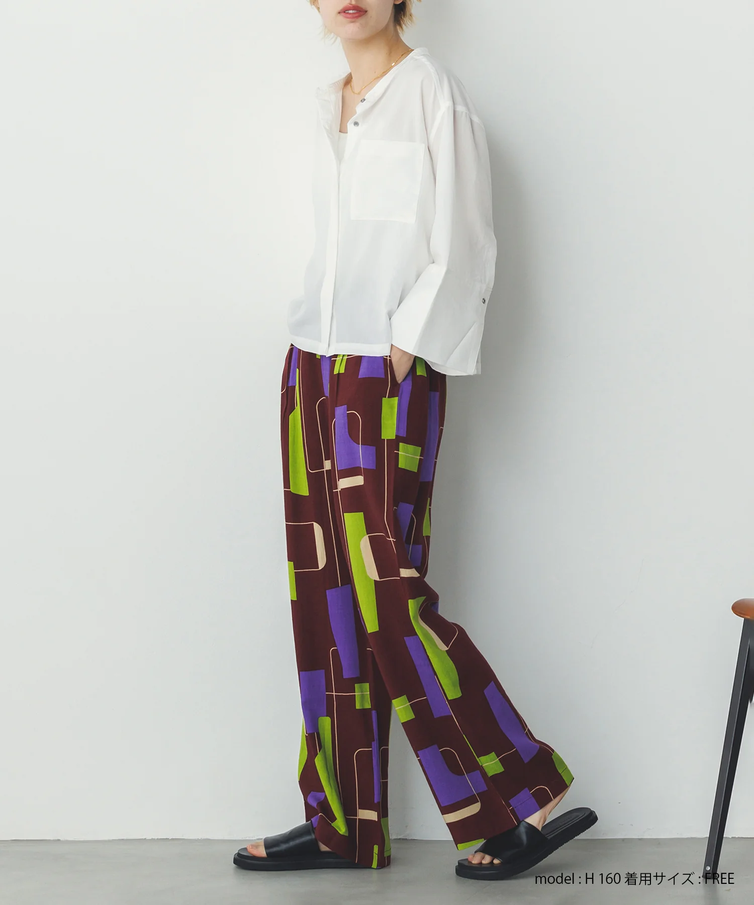 レーヨン スラブプリント イージーパンツ