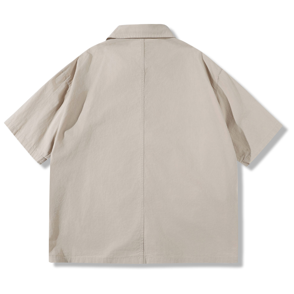 レトロ風トグルボタンシャツ 半袖