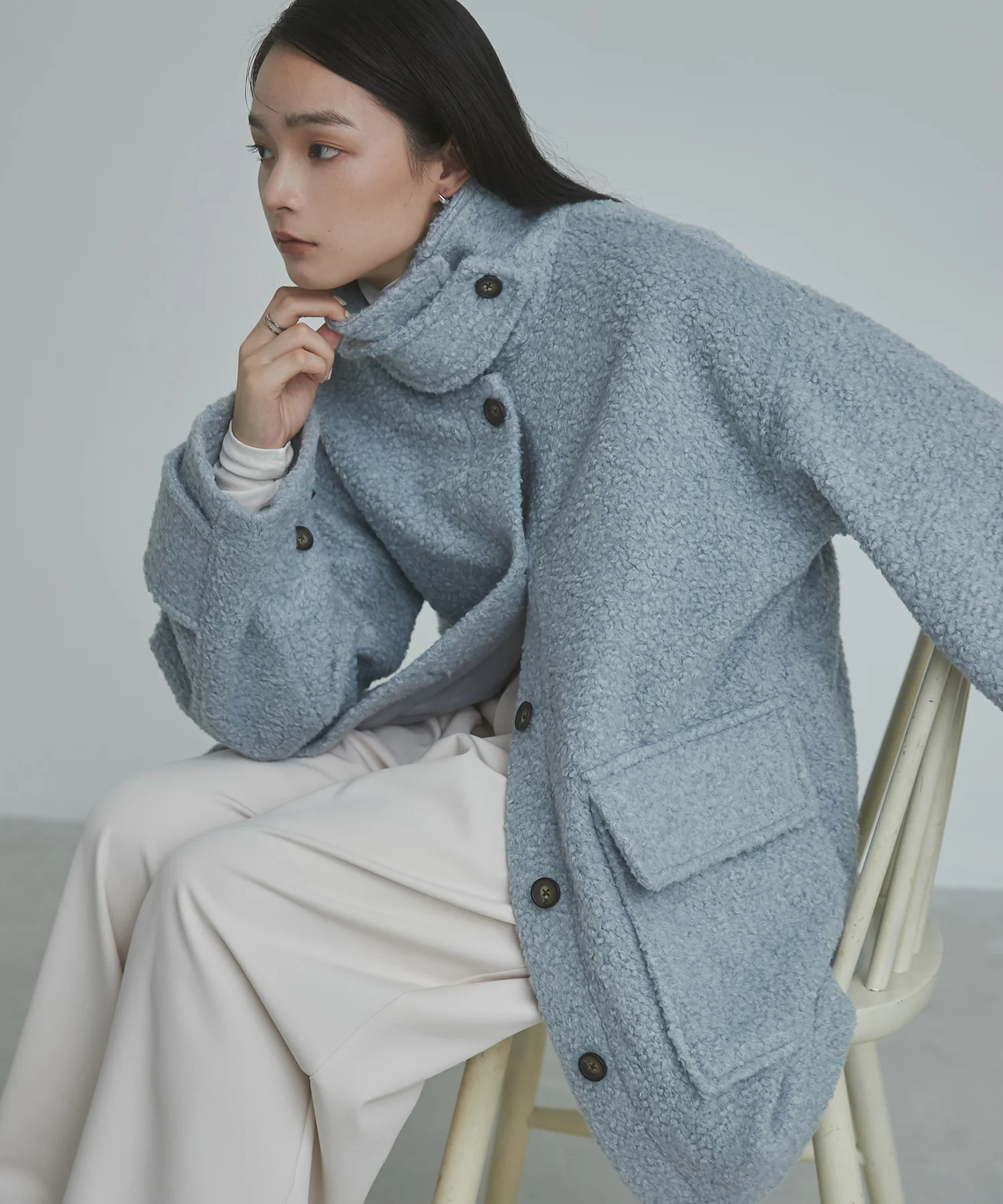 ブークレ ミドルシャツコート