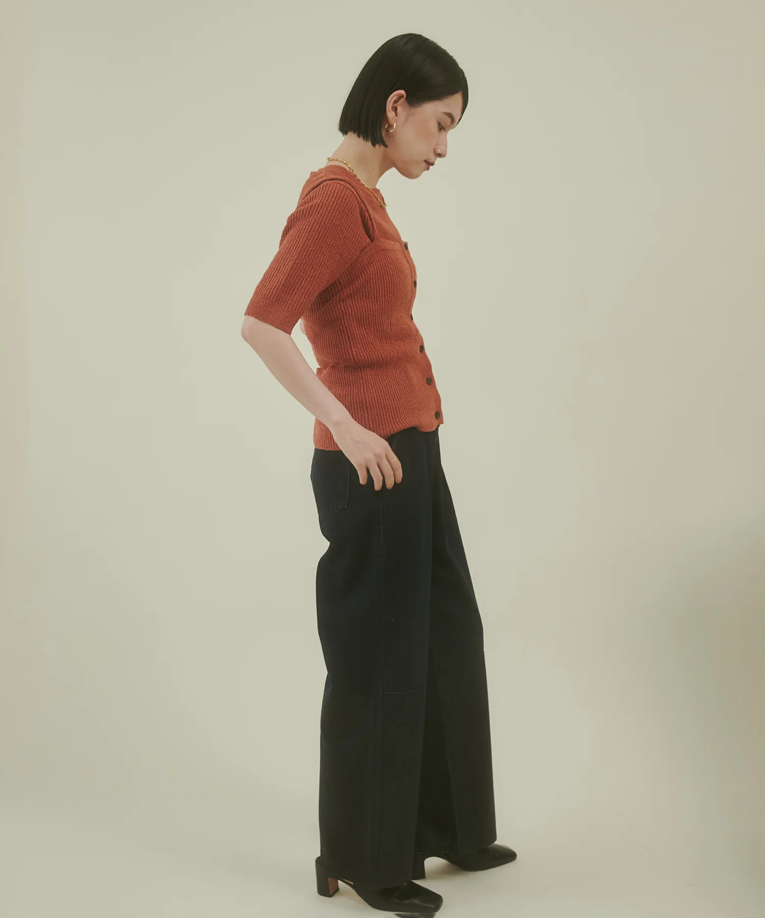 箔プリントルーズデニムパンツ