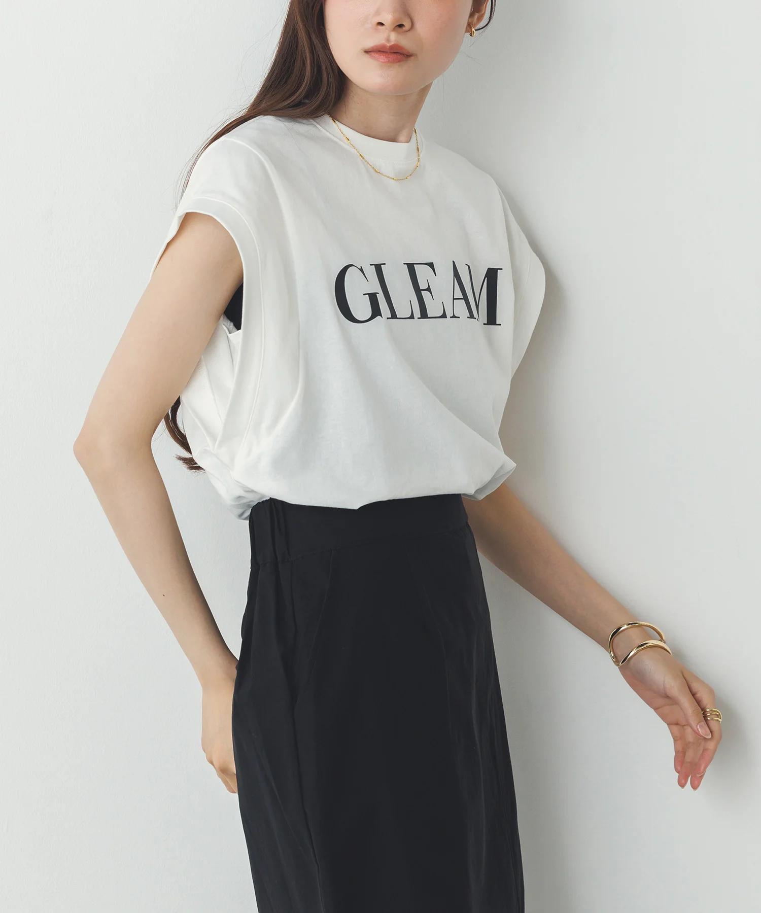 ノースリーブ プリントTシャツ