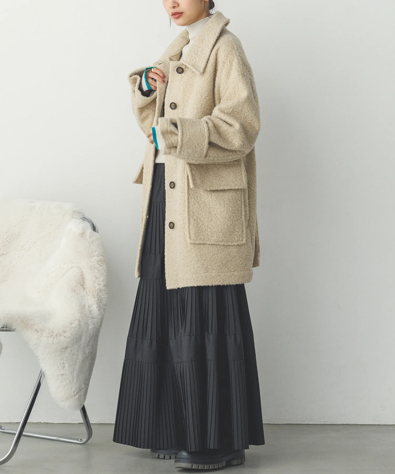 ブークレ ミドルシャツコート