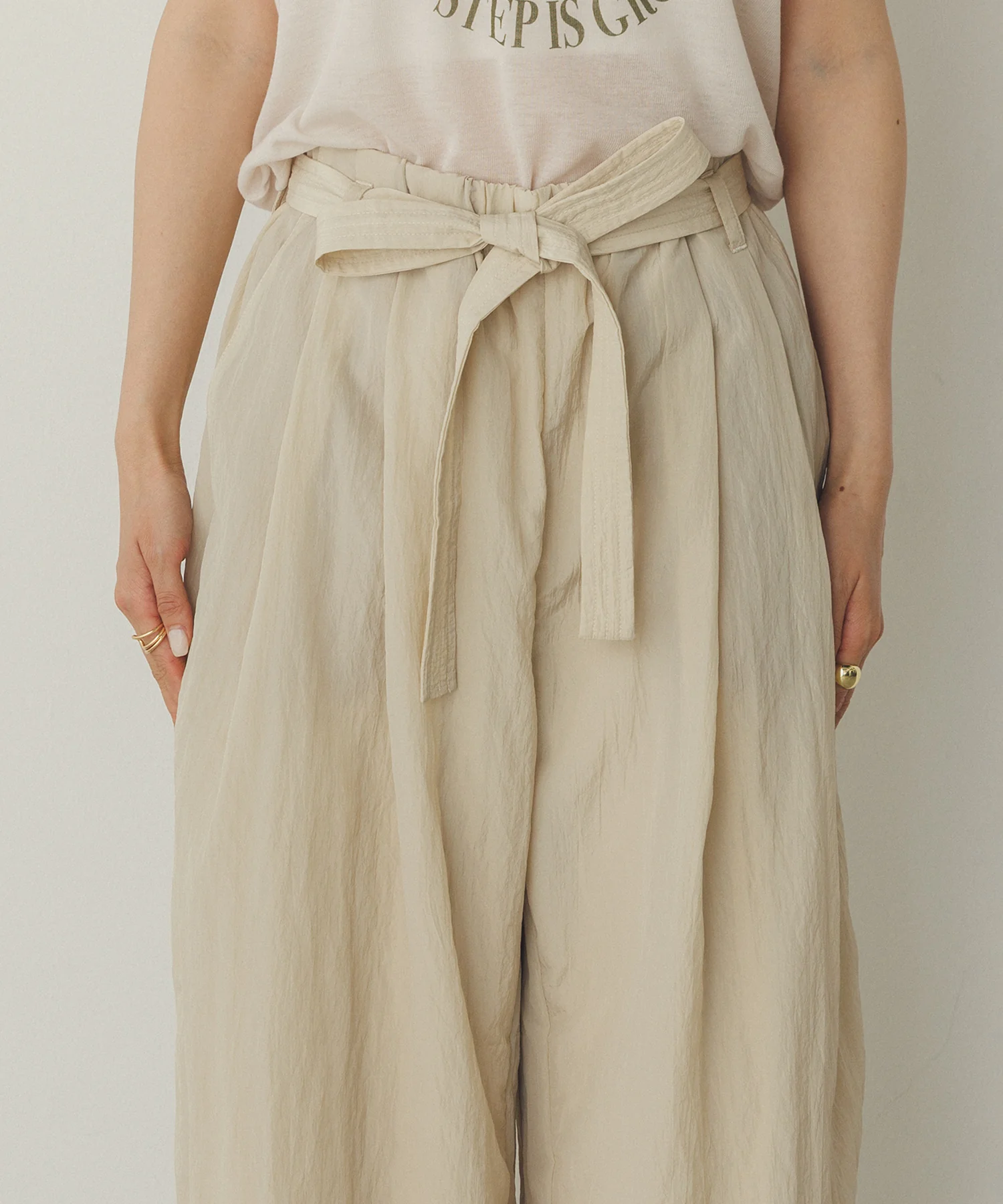 ワッシャー加工 ワイドストレートパンツ