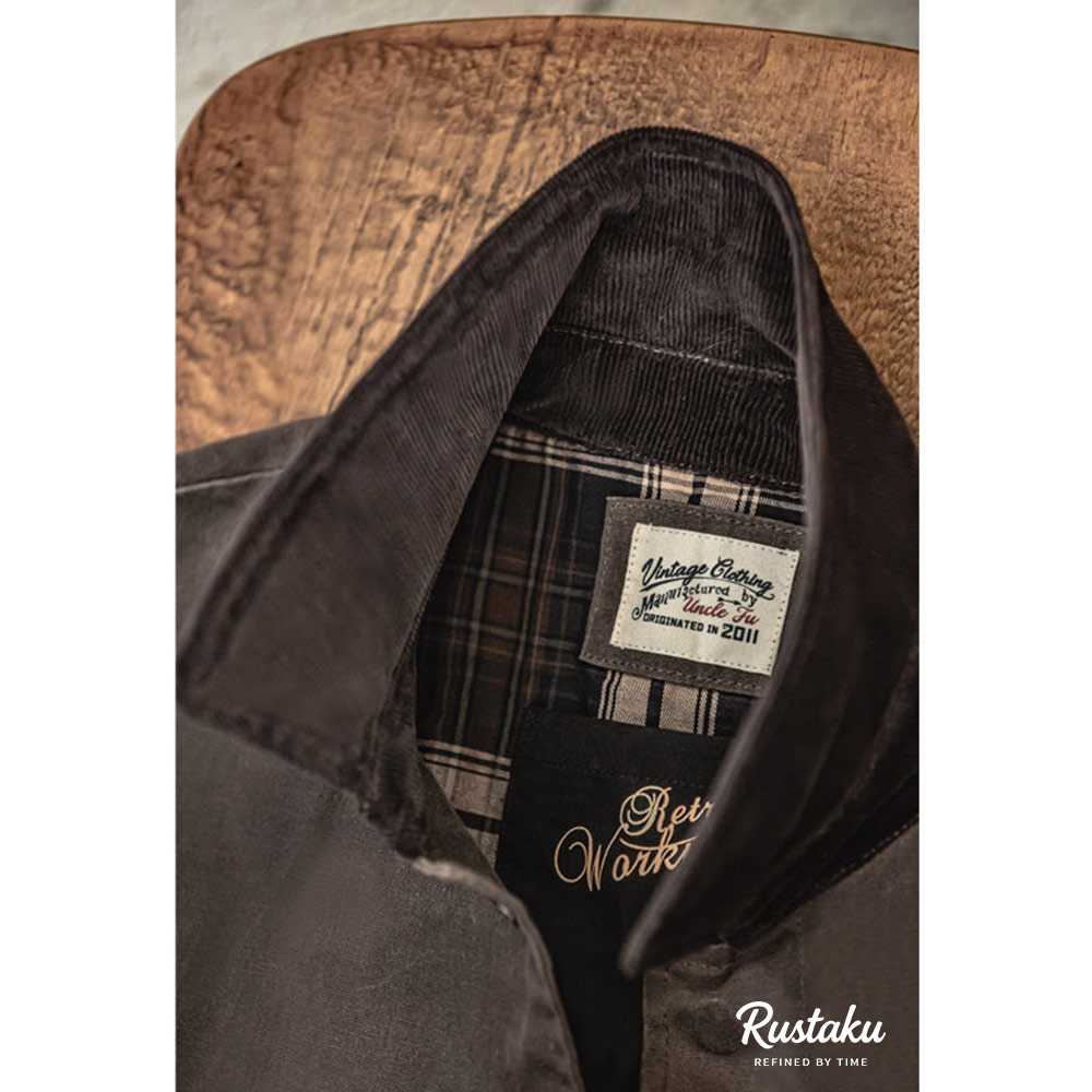 ブリティッシュスタイル　防水・防風ワックスロングコート