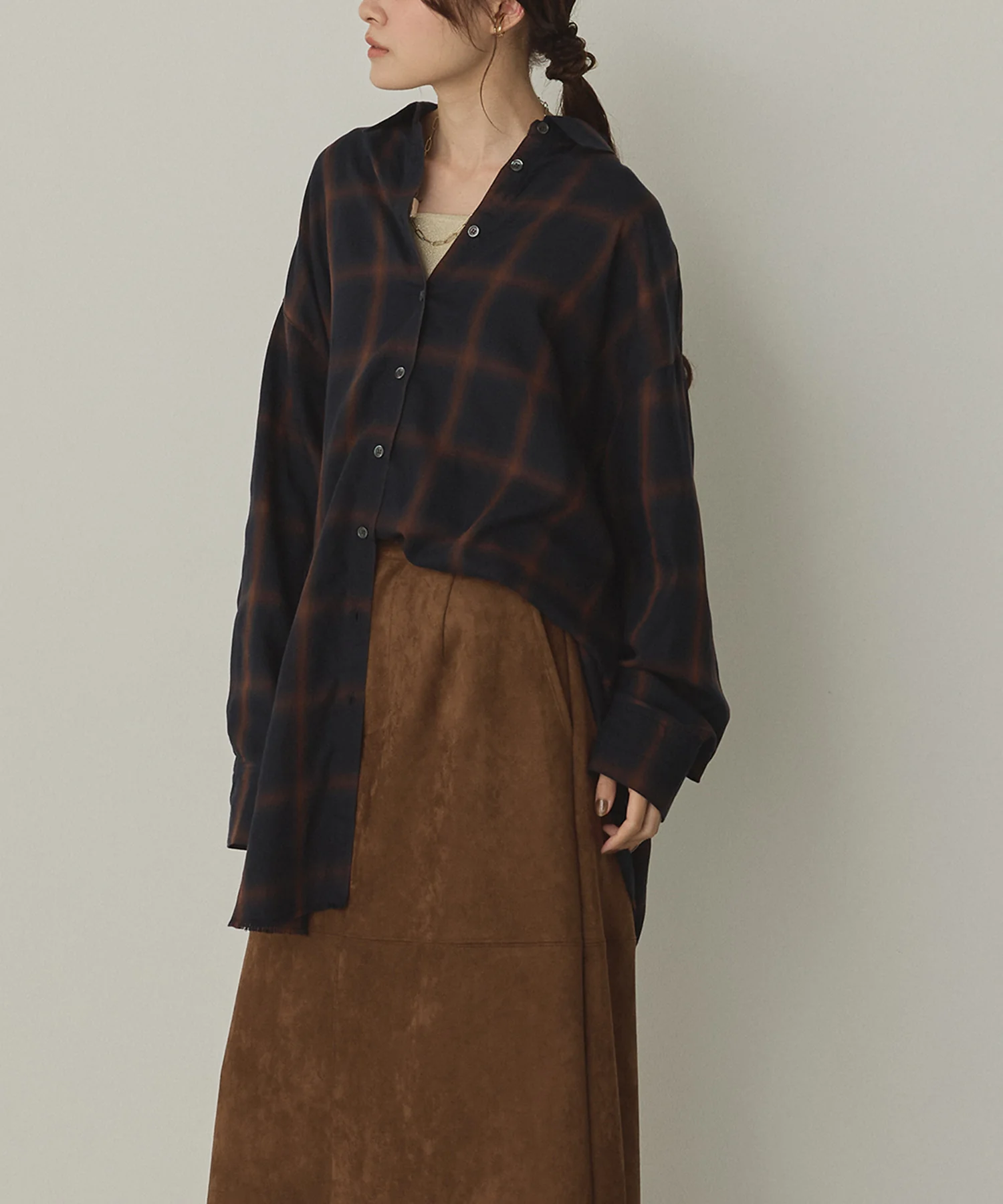 オンブレチェック オーバーシャツ