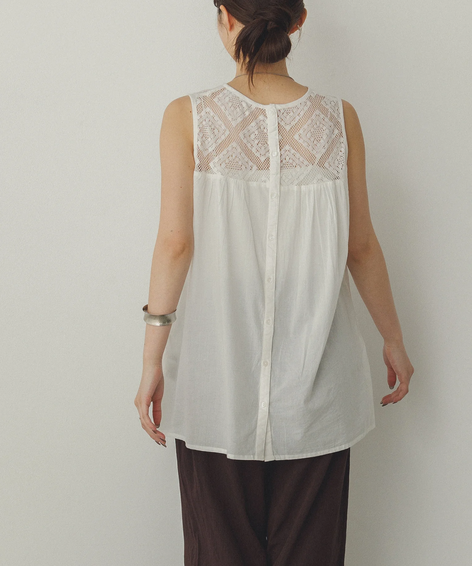 レース切替 ノースリーブブラウス
