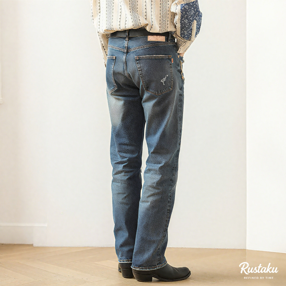 DIYクラフトダメージパッチワーク　ヘビーオンスセルビッジデニムパンツ