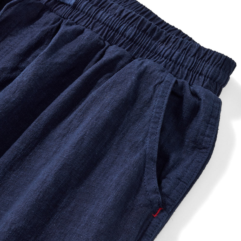 手染め藍染めコットンリネンワイドパンツ