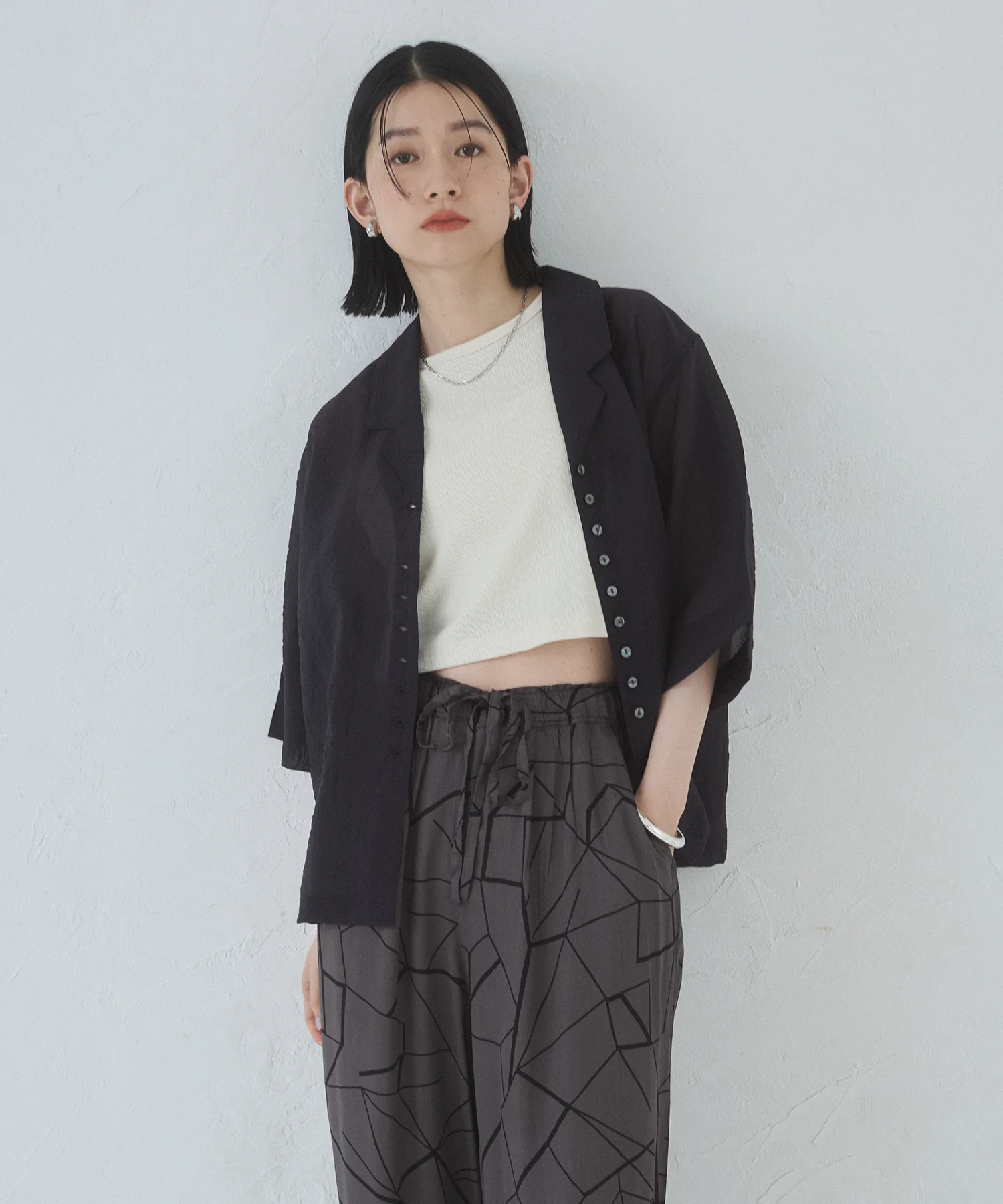 半袖 ツヤシアーシャツ