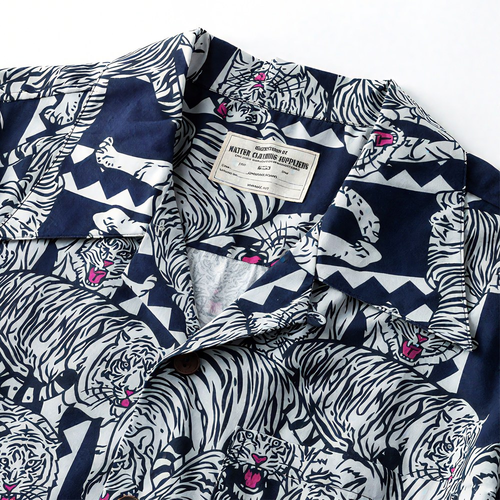 浮世絵風トラ柄開襟シャツ