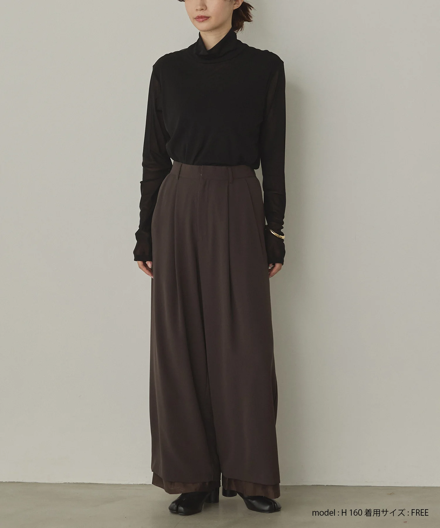 ポリツイル シアーワイドストレートパンツ