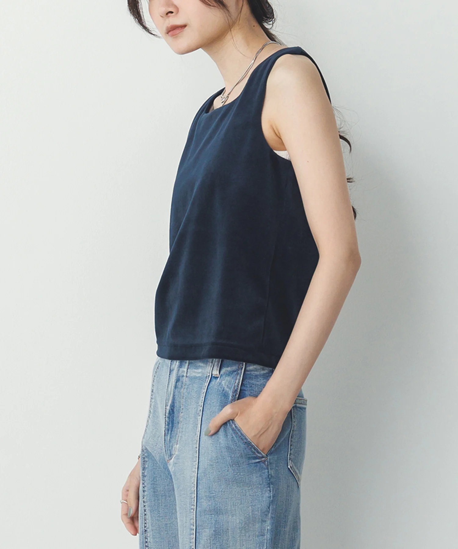 前後2WAY ベロア スクエアタンク