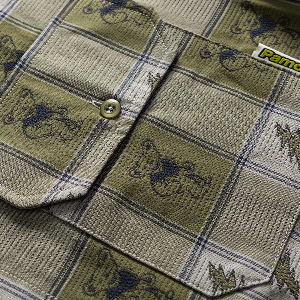 「熊×稲妻」ジャカードチェックシャツ